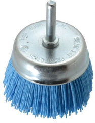 Value Collection - 3" Diam, 1/4" Hole Size Straight Wire Nylon Cup Brush - Fine Grade, 4,500 Max RPM - Exact Tooling