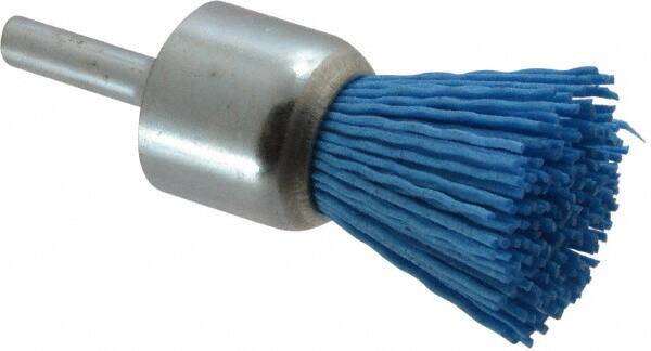 Value Collection - 7/8" Brush Diam, End Brush - Fine Grade, 1/4" Diam Shank, 18,000 Max RPM - Exact Tooling