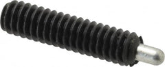 Jergens - 1/4-20, 1" Thread Length, 3/16" Plunger Projection, Steel Threaded Spring Plunger - 0.119" Max Plunger Diam, 1" Plunger Length, 1 Lb Init End Force, 4 Lb Final End Force, 1/8" Hex - Exact Tooling