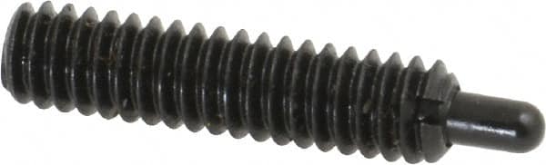 Jergens - 1/4-20, 1" Thread Length, 3/16" Plunger Projection, Steel Threaded Spring Plunger - 0.119" Max Plunger Diam, 1" Plunger Length, 3 Lb Init End Force, 13 Lb Final End Force, 1/8" Hex - Exact Tooling