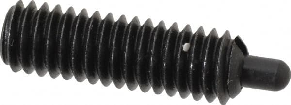 Jergens - 5/16-18, 1" Thread Length, 3/16" Plunger Projection, Steel Threaded Spring Plunger - 0.135" Max Plunger Diam, 1" Plunger Length, 3 Lb Init End Force, 15 Lb Final End Force, 5/32" Hex - Exact Tooling