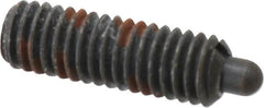 Jergens - 3/8-16, 1-1/8" Thread Length, 3/16" Plunger Projection, Steel Threaded Spring Plunger - 0.186" Max Plunger Diam, 1-1/8" Plunger Length, 5.5 Lb Init End Force, 14.5 Lb Final End Force, 3/16" Hex - Exact Tooling