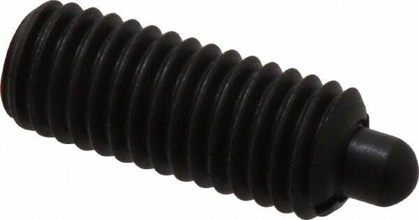Jergens - 1/2-13, 1-1/4" Thread Length, 1/4" Plunger Projection, Steel Threaded Spring Plunger - 1/4" Max Plunger Diam, 1-1/4" Plunger Length, 6.6 Lb Init End Force, 17.4 Lb Final End Force, 1/4" Hex - Exact Tooling