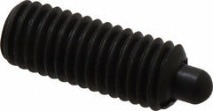 Jergens - 1/2-13, 1-1/4" Thread Length, 1/4" Plunger Projection, Steel Threaded Spring Plunger - 1/4" Max Plunger Diam, 1-1/4" Plunger Length, 6.6 Lb Init End Force, 17.4 Lb Final End Force, 1/4" Hex - Exact Tooling