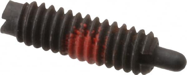 Jergens - 8-32, 1/2" Thread Length, 3/32" Plunger Projection, Steel Threaded Spring Plunger - 0.07" Max Plunger Diam, 1/2" Plunger Length, 0.5 Lb Init End Force, 4 Lb Final End Force - Exact Tooling