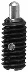 Gibraltar - 5/16-18, 5/8" Thread Length, 3/16" Plunger Projection, Steel Threaded Spring Plunger - 0.135" Max Plunger Diam, 0.5 Lb Init End Force, 10 Lb Final End Force - Exact Tooling