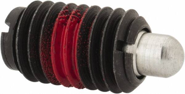 Jergens - 1/2-13, 13/16" Thread Length, 1/4" Plunger Projection, Steel Threaded Spring Plunger - 1/4" Max Plunger Diam, 13/16" Plunger Length, 1.7 Lb Init End Force, 8.5 Lb Final End Force - Exact Tooling