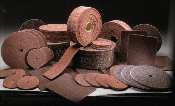 3M - 14" Medium Grade Aluminum Oxide Deburring Disc - 1-1/4" Center Hole, Arbor Connection, Maroon, 1,600 Max RPM - Exact Tooling