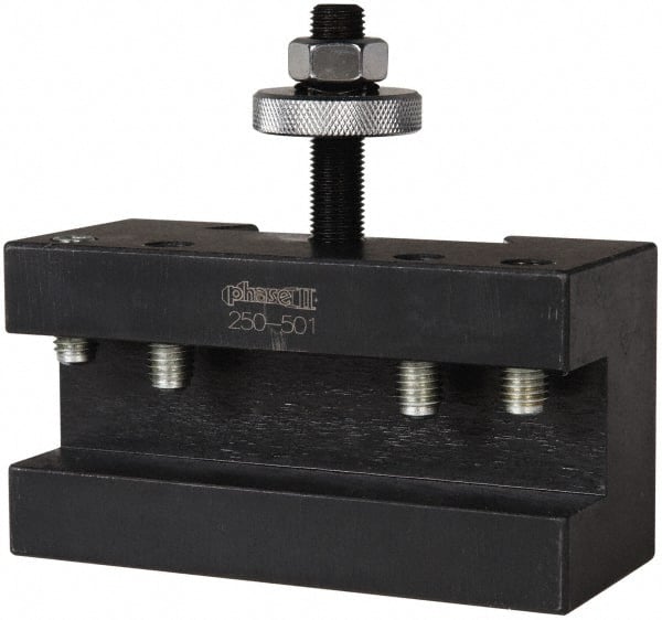 Phase II - Series DA, #1 Turning & Facing Tool Post Holder - 17 to 48" Lathe Swing, 3-1/8" OAH, 1-5/16" Max Tool Cutting Size, 2-3/16" Centerline Height - Exact Tooling