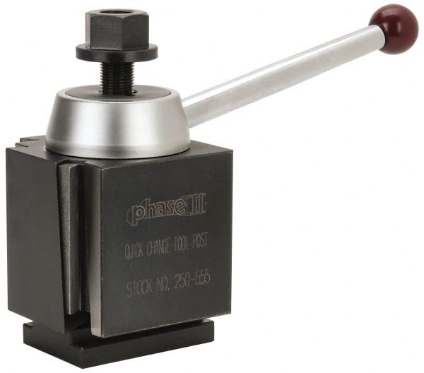 Phase II - 17 to 48 Inch Lathe Swing, Wedge Type Quick Change Tool Post - 7-3/8 Inch Tool Post Height, Series 500, 8-3/8 Inch Overall Height - Exact Tooling