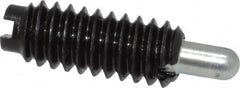 Jergens - 1/4-20, 5/8" Thread Length, 3/16" Plunger Projection, Steel Threaded Spring Plunger - 0.119" Max Plunger Diam, 5/8" Plunger Length, 0.3 Lb Init End Force, 3.5 Lb Final End Force - Exact Tooling