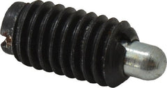 Jergens - 3/8-16, 11/16" Thread Length, 3/16" Plunger Projection, Steel Threaded Spring Plunger - 0.186" Max Plunger Diam, 11/16" Plunger Length, 1.5 Lb Init End Force, 7.5 Lb Final End Force - Exact Tooling