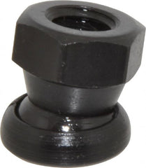 Jergens - 3/8-16, 11/16" Pad Diam, Uncoated Bottom, Steel Toggle Pad - 25/32" OAL, 5/8" Width Across Flats, Black Oxide Coated, Grade 4140, 6° Swivel Angle - Exact Tooling