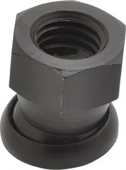 Jergens - 1/2-13, 13/16" Pad Diam, Uncoated Bottom, Steel Toggle Pad - 7/8" OAL, 3/4" Width Across Flats, Black Oxide Coated, Grade 4140, 6° Swivel Angle - Exact Tooling