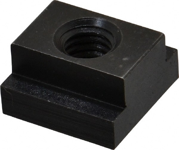 Jergens - 3/8-16 Blind Tapped T Slot Nut - 9/16" Slot Width, 7/8 x 1/4" Base Width x Height, 7/8 x 1/2" OAL x Height - Exact Tooling