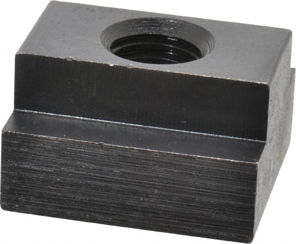 Jergens - 1/2-13 Blind Tapped T Slot Nut - 11/16" Slot Width, 1-1/8 x 7/16" Base Width x Height, 1-1/4 x 3/4" OAL x Height - Exact Tooling
