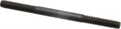 Jergens - 1/4-20 3-1/2" OAL Equal Double Threaded Stud - Alloy Steel, Black Oxide Finish, 1" Equal Thread Length - Exact Tooling