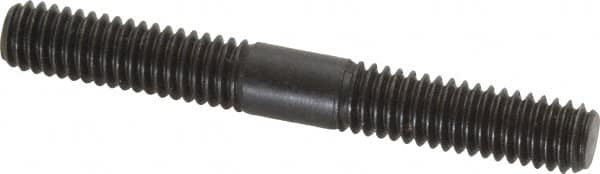 Jergens - 5/16-18 2-1/2" OAL Equal Double Threaded Stud - Alloy Steel, Black Oxide Finish, 15/16" Equal Thread Length - Exact Tooling