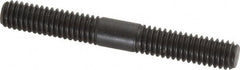 Jergens - 5/16-18 2-1/2" OAL Equal Double Threaded Stud - Alloy Steel, Black Oxide Finish, 15/16" Equal Thread Length - Exact Tooling