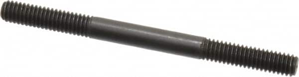 Jergens - 5/16-18 4" OAL Equal Double Threaded Stud - Alloy Steel, Black Oxide Finish, 1-1/8" Equal Thread Length - Exact Tooling