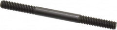 Jergens - 5/16-18 4" OAL Equal Double Threaded Stud - Alloy Steel, Black Oxide Finish, 1-1/8" Equal Thread Length - Exact Tooling