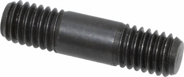 Jergens - 3/8-16 1-1/2" OAL Equal Double Threaded Stud - Alloy Steel, Black Oxide Finish, 3/8" Equal Thread Length - Exact Tooling