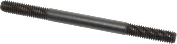 Jergens - 3/8-16 5" OAL Equal Double Threaded Stud - Alloy Steel, Black Oxide Finish, 1-1/4" Equal Thread Length - Exact Tooling