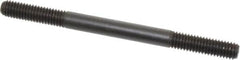 Jergens - 3/8-16 5" OAL Equal Double Threaded Stud - Alloy Steel, Black Oxide Finish, 1-1/4" Equal Thread Length - Exact Tooling