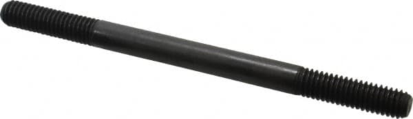 Jergens - 3/8-16 5-1/2" OAL Equal Double Threaded Stud - Alloy Steel, Black Oxide Finish, 1-1/4" Equal Thread Length - Exact Tooling