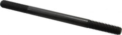 Jergens - 3/8-16 5-1/2" OAL Equal Double Threaded Stud - Alloy Steel, Black Oxide Finish, 1-1/4" Equal Thread Length - Exact Tooling
