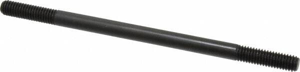 Jergens - 3/8-16 7" OAL Equal Double Threaded Stud - Alloy Steel, Black Oxide Finish, 1-1/4" Equal Thread Length - Exact Tooling