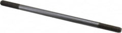 Jergens - 3/8-16 8" OAL Equal Double Threaded Stud - Alloy Steel, Black Oxide Finish, 1-1/4" Equal Thread Length - Exact Tooling