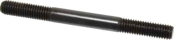 Jergens - 1/2-13 5-1/2" OAL Equal Double Threaded Stud - Alloy Steel, Black Oxide Finish, 1-1/2" Equal Thread Length - Exact Tooling