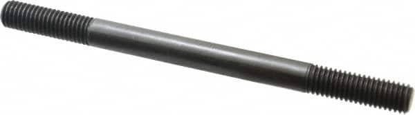 Jergens - 1/2-13 7" OAL Equal Double Threaded Stud - Alloy Steel, Black Oxide Finish, 1-1/2" Equal Thread Length - Exact Tooling