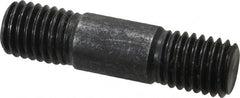 Jergens - 5/8-11 2-1/2" OAL Equal Double Threaded Stud - Alloy Steel, Black Oxide Finish, 13/16" Equal Thread Length - Exact Tooling