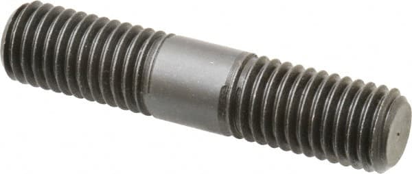 Jergens - 5/8-11 3" OAL Equal Double Threaded Stud - Alloy Steel, Black Oxide Finish, 1-1/16" Equal Thread Length - Exact Tooling