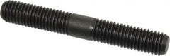 Jergens - 5/8-11 4-1/2" OAL Equal Double Threaded Stud - Alloy Steel, Black Oxide Finish, 1-3/4" Equal Thread Length - Exact Tooling