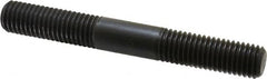 Jergens - 5/8-11 5" OAL Equal Double Threaded Stud - Alloy Steel, Black Oxide Finish, 1-3/4" Equal Thread Length - Exact Tooling