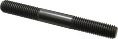 Jergens - 5/8-11 5-1/2" OAL Equal Double Threaded Stud - Alloy Steel, Black Oxide Finish, 1-3/4" Equal Thread Length - Exact Tooling