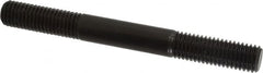 Jergens - 5/8-11 6" OAL Equal Double Threaded Stud - Alloy Steel, Black Oxide Finish, 1-3/4" Equal Thread Length - Exact Tooling