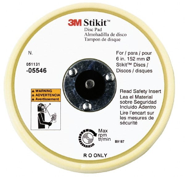 3M - 6" Diam Adhesive/PSA Disc Backing Pad - Soft Density, 10,000 RPM - Exact Tooling