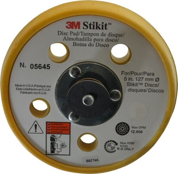 3M - 5" Diam Adhesive/PSA Disc Backing Pad - Soft Density, 12,000 RPM - Exact Tooling