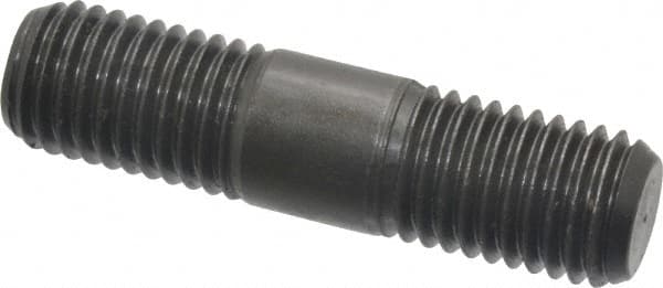 Jergens - 3/4-10 3" OAL Equal Double Threaded Stud - Alloy Steel, Black Oxide Finish, 15/16" Equal Thread Length - Exact Tooling