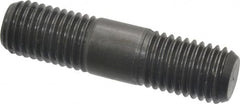 Jergens - 3/4-10 3" OAL Equal Double Threaded Stud - Alloy Steel, Black Oxide Finish, 15/16" Equal Thread Length - Exact Tooling
