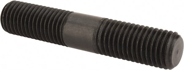 Jergens - 3/4-10 4" OAL Equal Double Threaded Stud - Alloy Steel, Black Oxide Finish, 1-7/16" Equal Thread Length - Exact Tooling