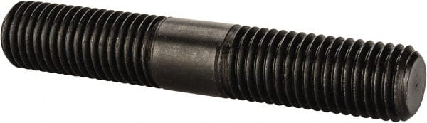 Jergens - 3/4-10 4-1/2" OAL Equal Double Threaded Stud - Alloy Steel, Black Oxide Finish, 1-11/16" Equal Thread Length - Exact Tooling
