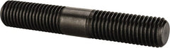 Jergens - 3/4-10 4-1/2" OAL Equal Double Threaded Stud - Alloy Steel, Black Oxide Finish, 1-11/16" Equal Thread Length - Exact Tooling