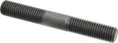 Jergens - 3/4-10 5-1/2" OAL Equal Double Threaded Stud - Alloy Steel, Black Oxide Finish, 2" Equal Thread Length - Exact Tooling