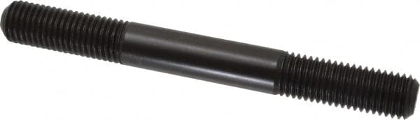 Jergens - 3/4-10 7" OAL Equal Double Threaded Stud - Alloy Steel, Black Oxide Finish, 2" Equal Thread Length - Exact Tooling