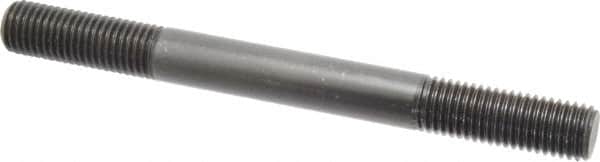 Jergens - 3/4-10 8" OAL Equal Double Threaded Stud - Alloy Steel, Black Oxide Finish, 2" Equal Thread Length - Exact Tooling